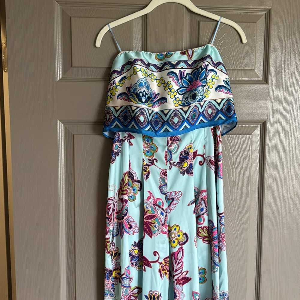 silk, flowy, patterned jumpsuit